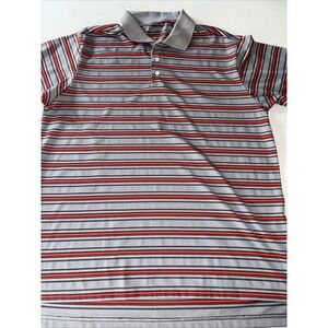 Adidas GOLF Performance Dri-Fit Polo Men's Large Gray Black Orange Stripes Nice!